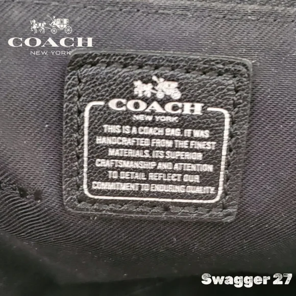 Coach Swagger 27 Black & Chalk Crossbody Satchel, Hang Tags & Original Crossbody - Picture 17 of 17